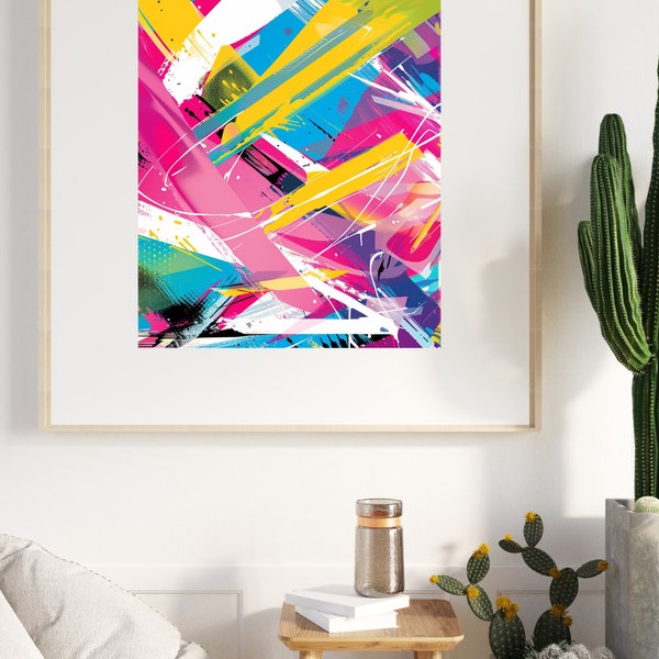 Vibrant Graffiti Style Art Print, Modern Urban Wall Decor