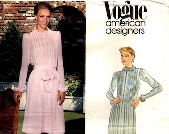 Vogue 2641 ALBERT NIPON American Designer Ruffles Long Tucks Front and Back Bodice Bias Fitted Underslip Size 16 (38--30-40)