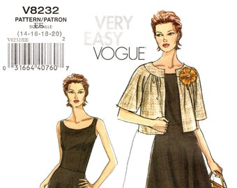 Vogue 8232 Sleeveless Dress & Jacket SIZE 14-20 ©2006 UNCUT Very East Vogue