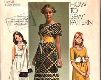 Simplicity 9181 BOHO Dress Size 5 Junior Petite ca. 1970