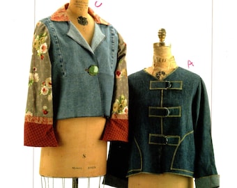 Indygo Junction 713 Anna Claire Restyled Jacket Size S-XL ©2004 UNCUT/FF "Secondhand Style- Vintage Denim Jacket"