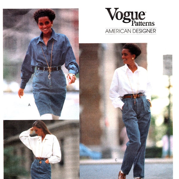 Vogue 2372 DKNY Jean Style Skirts & Pants Size 12, 14, 16 ©1989 UNCUT/FF