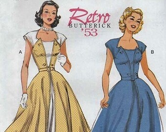 Butterick 6211 Pullover Belted Front Wrap Dress RETRO 1953 ©2015 Size Choice