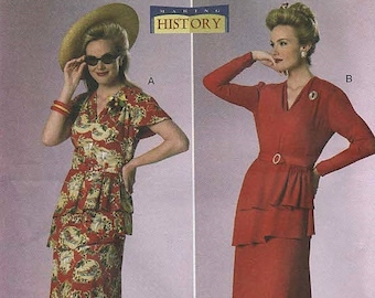 Butterick 6266 RETRO MAKING HISTORY 1940s Style Dress Size 6-14 ©2015