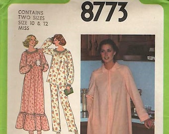 Simplicity 8773 NIGHTGOWN PAJAMAS & ROBE Size 10 and 12 Uncut Pattern