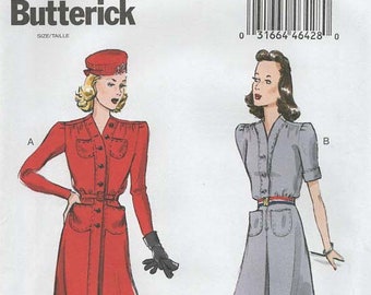 Butterick 6282 Belted Shirtwaist Dress RETRO REISSUE 1941 Size Choice