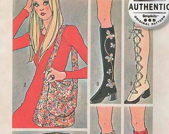 Simplicity 9553 Retro Re-Issue SPATS & HANDBAGS UNCUT ©2018 Remake of 1960s Hippie Fashion