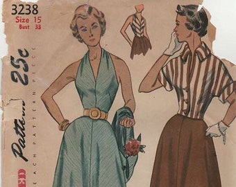 Simplicity 3238 HALTER JACKET & SKIRT Bust 33 ©1950