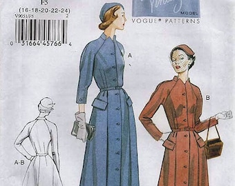 Vogue 9051 Vintage Re-Issue 1951 COAT DRESS Choice of Size ©2014 English & French Instructions