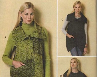 Butterick 6381 Katherine Tilton CONTRAST BLOCK VEST Art Garment Size XSmall Small Medium -  English & French Instructions