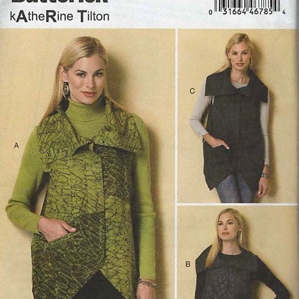 Butterick 6381 Katherine Tilton CONTRAST BLOCK VEST Art Garment Size XSmall Small Medium -  English & French Instructions