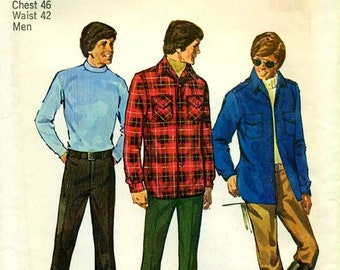 Simplicity 9694 Men's Size 46" Chest SHIRT JACKET PANTS 1970s circa 1971