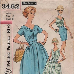 Simplicity 3462 Summer Blouse Skirt Shorts SLENDERETTE Size 14 Bust 34