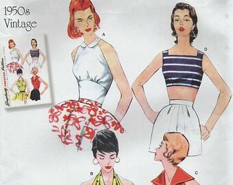 Simplicity 8645 REISSUE 1950s Vintage Halters Sun Top ©2017 SIZE CHOICE