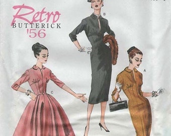 Butterick 5813 レトロ '56 シースフィットまたはフルスカートドレス サイズ6-14 ©2012