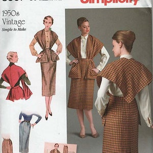 Simplicity 8507 Back Pleats Skirt & Stole REISSUE 1950s Vintage ©2017 SIZE CHOICE