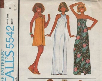McCall's 5542 Bathing Suit & FRONT WRAP Cover-up Dress 1970s Size 8