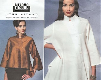 Vogue 1274 LYNN MIZONO アメリカンデザイナー アシンメトリー ルーズトップ バックボタンドレープ - サイズ XS S M M