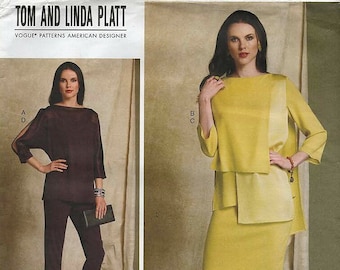 Vogue 1516 TOM And LINDA PLATT Batwing or Layered Overlay Tops, Pencil Skirt, Pants Size Choice