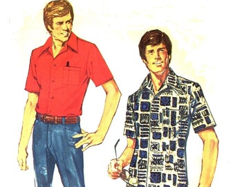 Simplicity 6368 Men's Jiffy Shirt Large 42 44 VINTAGE 1970s