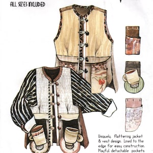 Diane Ericson ReVisions #104 JAVA JACKET & VEST XSm  -XXg Uncut Factory Folds ©1997 Out of Print
