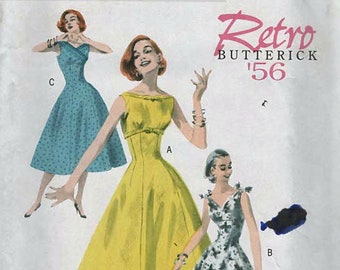 Butterick 5603 Retro '56 CROSSED BODICE  Size 6-12 English & French Instructions