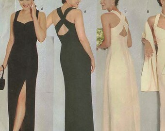 Butterick 6463 Evening Gown with Back Straps Size 12, 14, 16 UNCUT © 2001