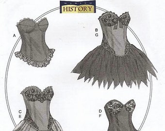 Butterick 6338 Curved-Hem Corsets and Skirts MAKING HISTORY COSTUME Size 6-8-10-12-14  ©2016 English & French Instructions