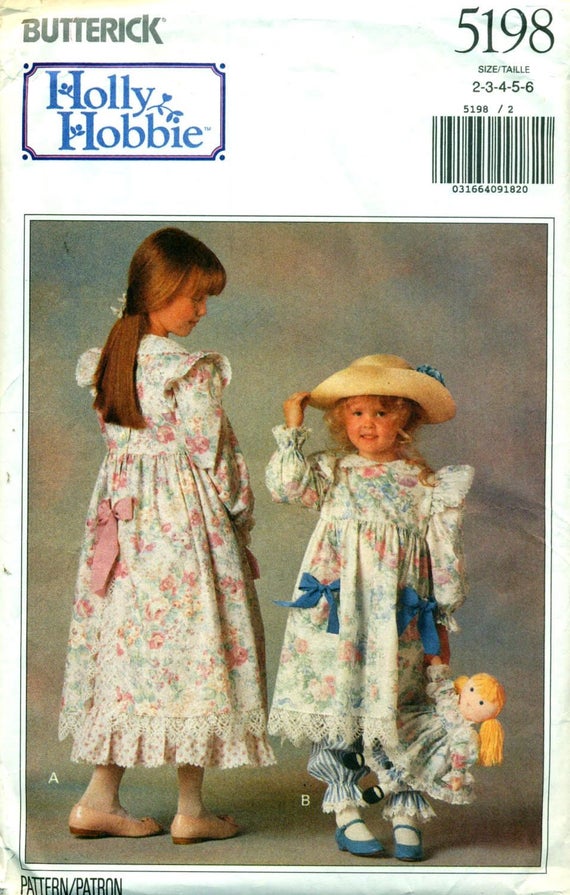 Fonkelnieuw Butterick 5198 HOLLY HOBBIE Dress Petticoat Long Pants Child & | Etsy PN-43