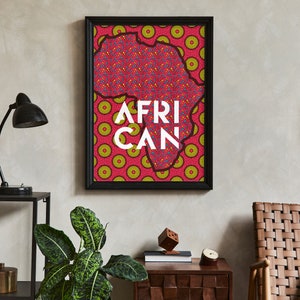 African Typographic Pink & Yellow Africa Inspired Pattern Poster Design