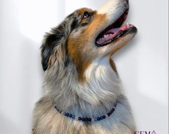 Collar for stressed, fearful, hypersensitive, traumatized dogs • Lithotherapy • Animal well-being • Natural semi-precious stones • Gift
