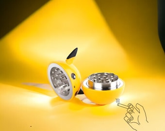 Pikachu Grinder,Metal Herb Grinder,Cute Grinder,Funny Grinder,Spice Grinder,Custom Grinder,Cool Grinder,Anime Grinder,4 Piece ,Gift for him