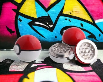 Pokeball Grinder,Metal Herb Grinder,Cute Grinder,Funny Grinder,Spice Grinder,Custom Grinder,Cool Grinder,Anime Grinder,4 Piece ,Gift for him