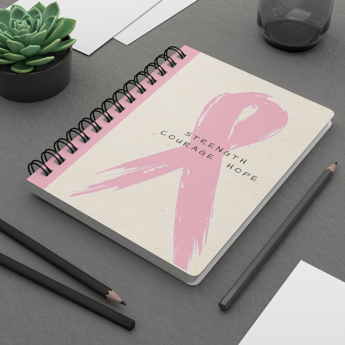 Rose Ribbon Journal Spiral Bound Journal Pink Ribbon - Etsy