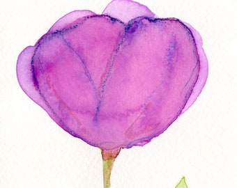 Original watercolor flower painting, "A Tulip"