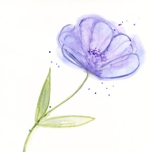 Original watercolor painting, &quot;Blue Poppy&quot;
