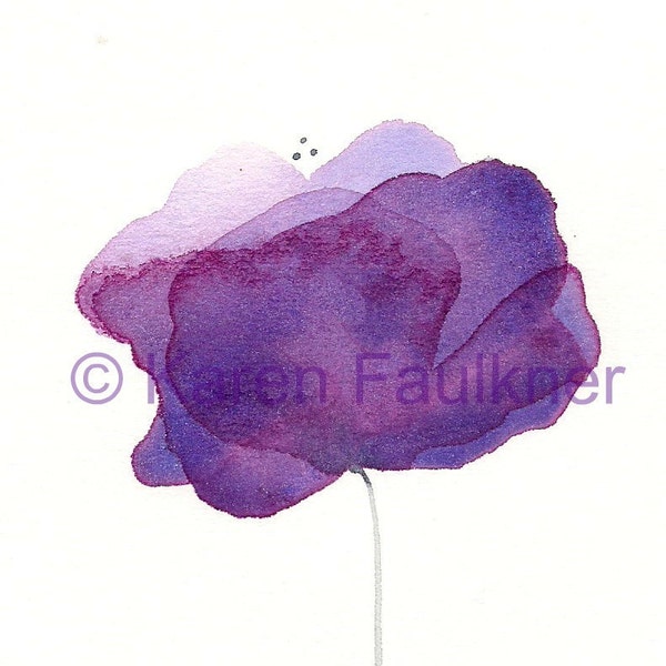 Watercolor Painting, Abstract Flower Painting: Perfectly Purple