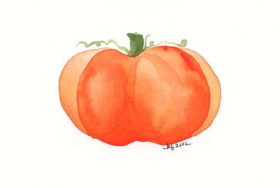 Items similar to Watercolor print of a pumpkin: 