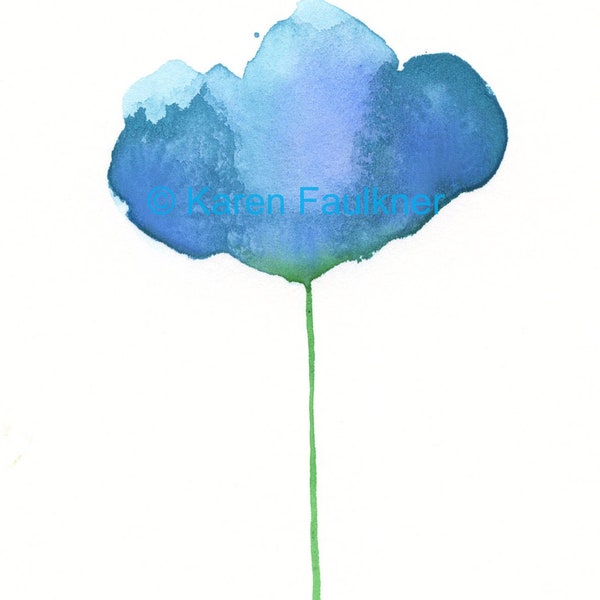 Art, Painting, Watercolor Painting, Flowers: Blue Skies