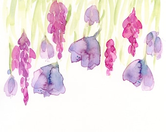 Watercolor flower note cards, set of five assorted