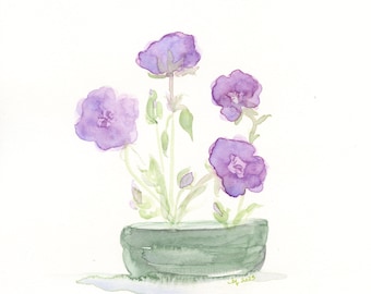 Original watercolor flower painting, "Rozanne"