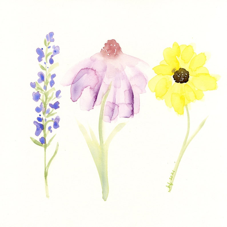 Original watercolor painting, Send Wildflowers image 1