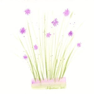 Original watercolor painting, &quot;Chive Blossoms&quot;