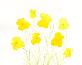 Original watercolor flower painting, "Sunshine"