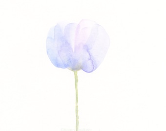 Watercolor flowers, original painting, "Shades of Pale" tulip