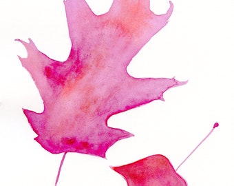 Original watercolor leaf painting, "Coppery Violet Leaves"
