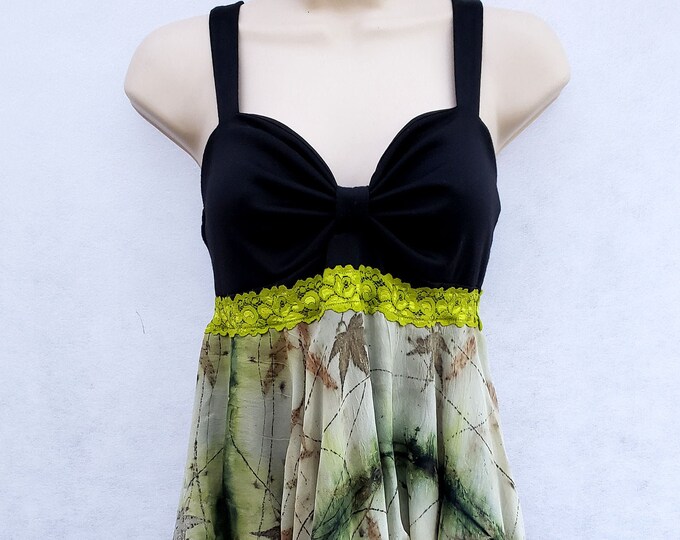 Silk Chiffon Eco Print Dyed Fairy Dress Sz M
