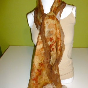 Nuno Felted Wool/Silk Scarf, Eco Print Dyed, Eucalyptus Leaves and Seed Pods, Tussah Silk image 5