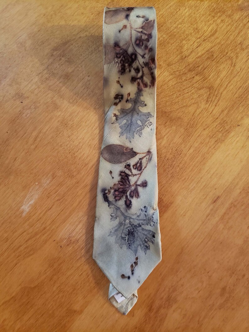 Botanical Prints Oak Eucalyptus Eco Print Dyed Silk Men/'s Necktie