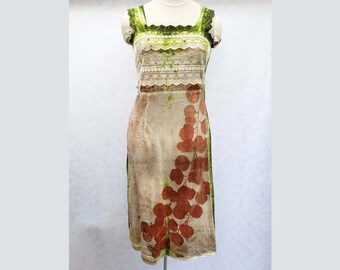 Silk Chiffon Eco Print Dyed Fairy Dress Sz M